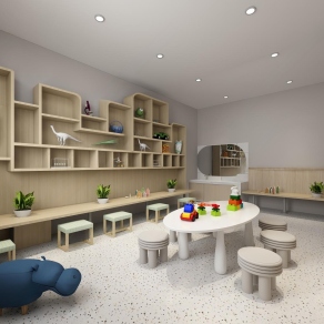 现代幼儿园教室3D模型下载